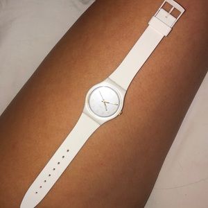 White swatch watch